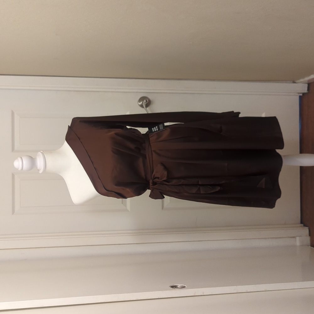 Satin One Shoulder Tie Waist Mini Dress